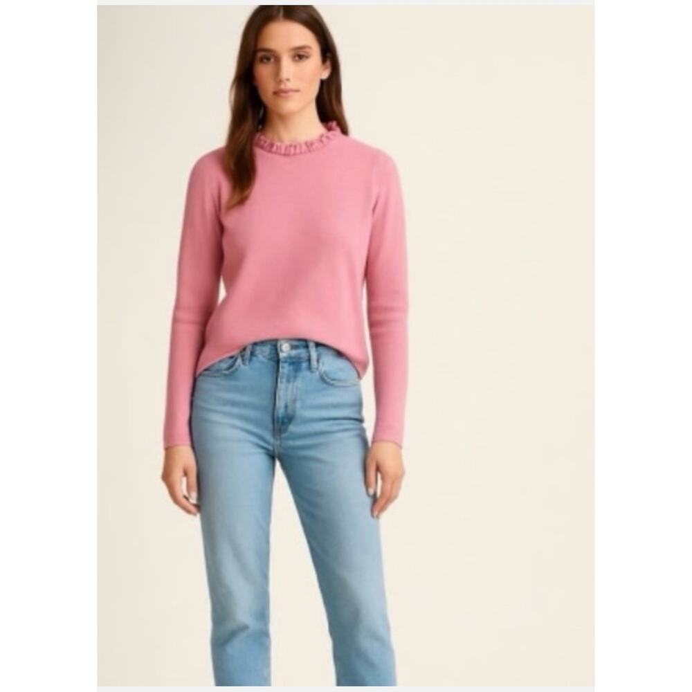 J Crew Cotton Ruffle Neck Sweater NWT - Picture 2 of 4